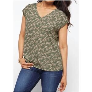 NWT Paper Moon Ellie Floral Blouse‎ Size Small Mixed Material Button Back Style